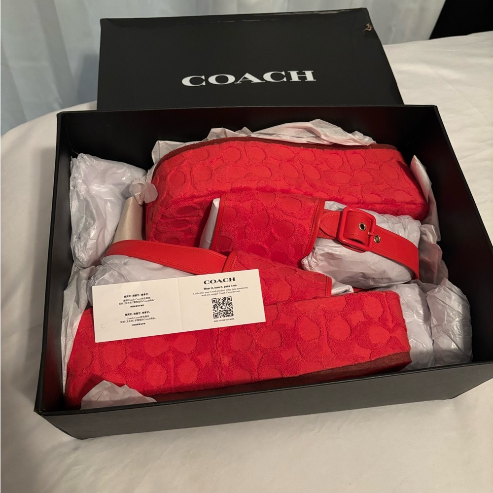 COACH NOELLE SANDAL Women's Orange Platform Sandals - Picture 6 of 13